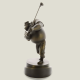 Golfer on pedestal (round) black/bronze, 22 cm