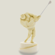 Golfer on pedestal (round) ivory, 22 cm