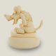 Hellhound on pedestal (round) ivory,14 cm