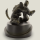 Hellhound on pedestal (round) black/bronze, 14 cm