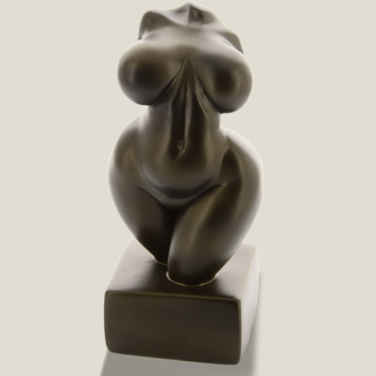 Mary on pedestal (square) black/bronze, 18.5 cm