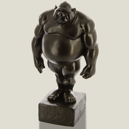 Mario on pedestal (square) black/bronze, 19 cm
