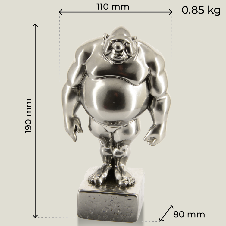 Mario on pedestal (square) silver, 19 cm
