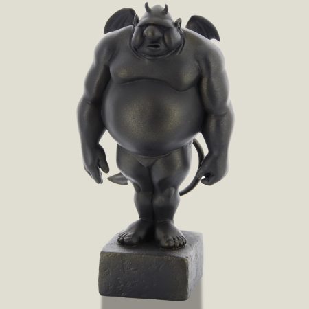 Orpheus on pedestal (square) black/bronze, 20 cm